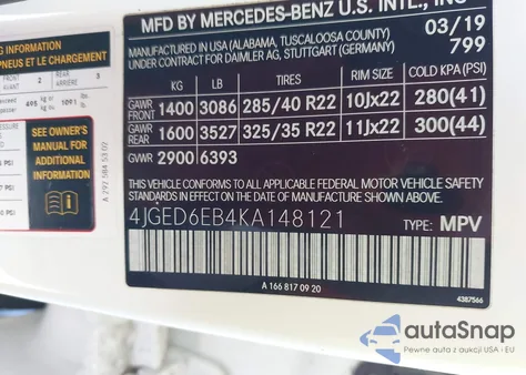 2019 Mercedes-Benz Amg Gle 43 Coupe 4Matic z USA, uszkodzony, nr VIN 4JGED6EB4KA148121